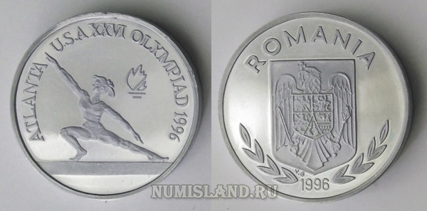 Румыния 100 лей 1996  PIEDFORT Олимпиада гимнастика Proba